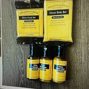 Bundle of 5 Pharmacopia Natural Body Care travel toiletries